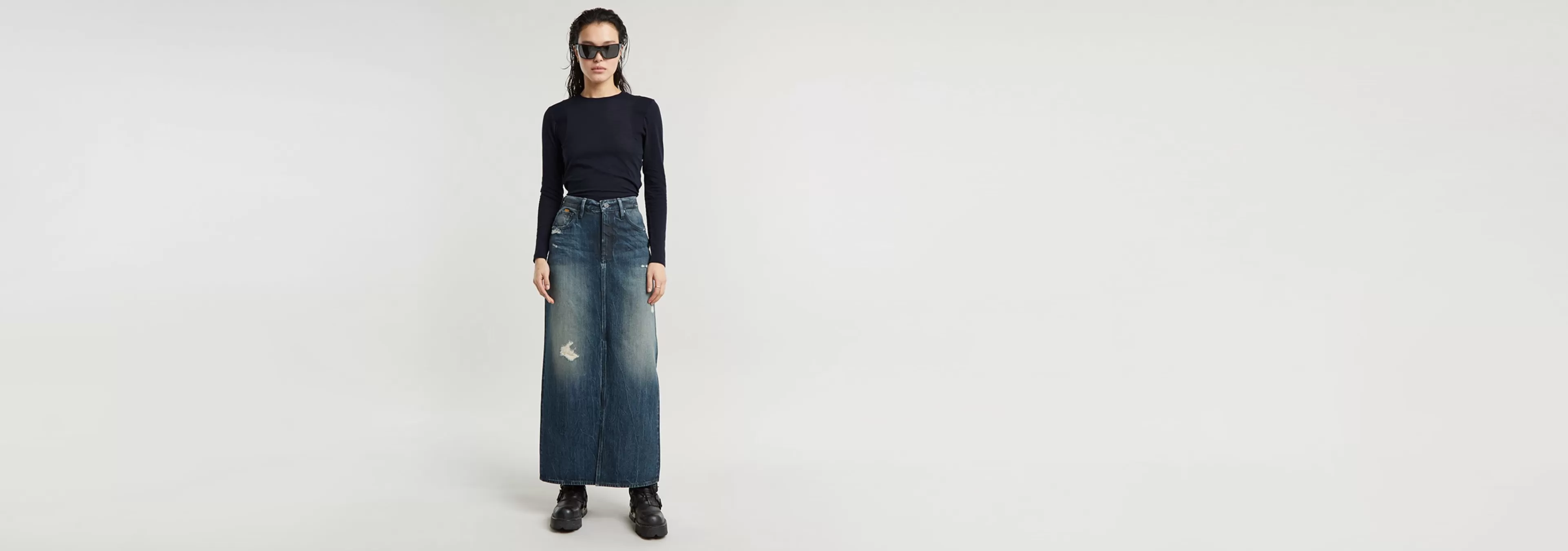 Hot G-Star Ribbed Shoulder Panels Slim Top osaka blue