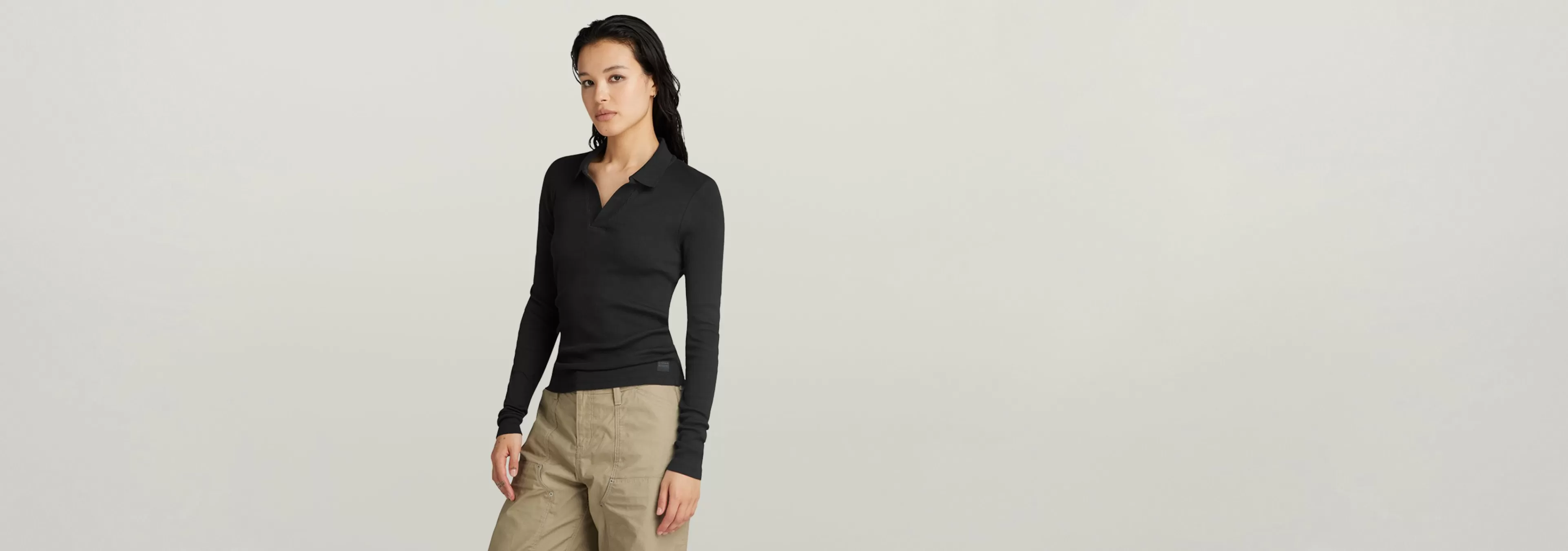 Shop G-Star Ribbed Slim Polo Top dark black