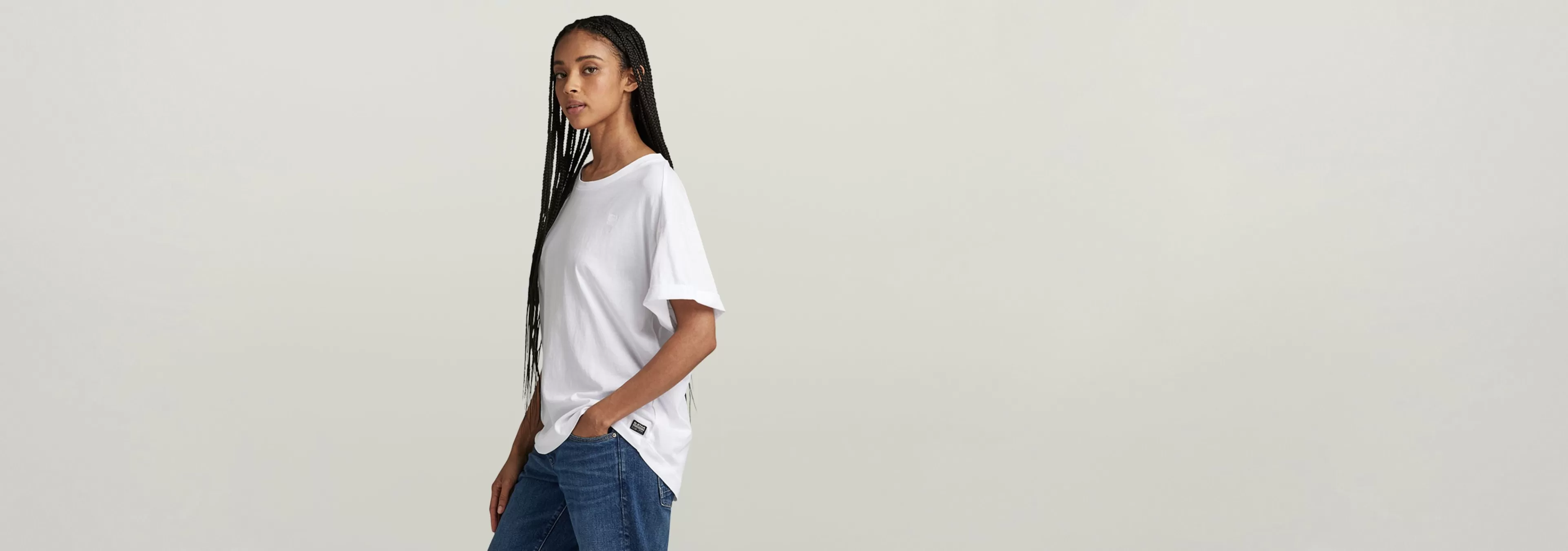 Best G-Star Rolled Up Sleeve Boyfriend Top white