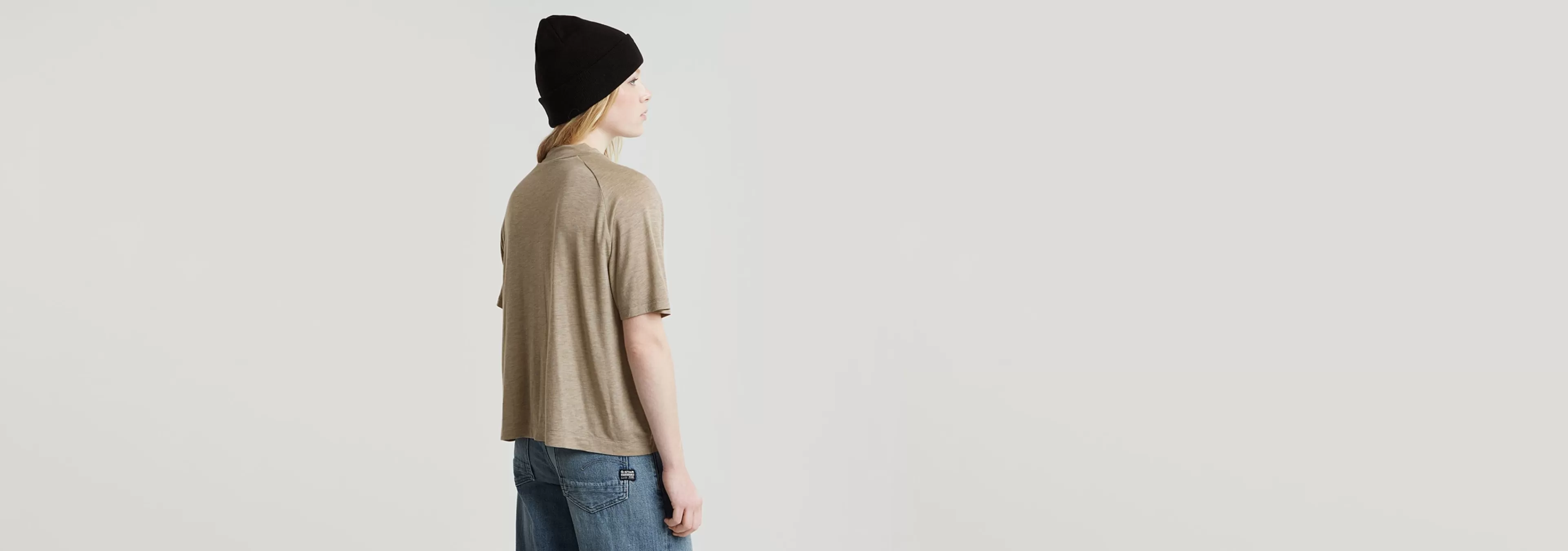 Clearance G-Star Saddle Sleeve Boxy Top sandstorm
