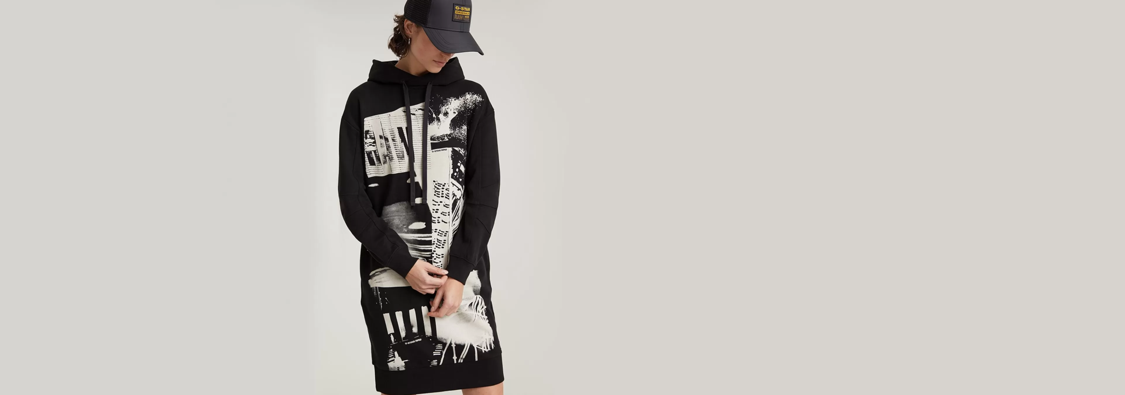 Cheap G-Star Scene Graphic Hoodie Jurk dark black