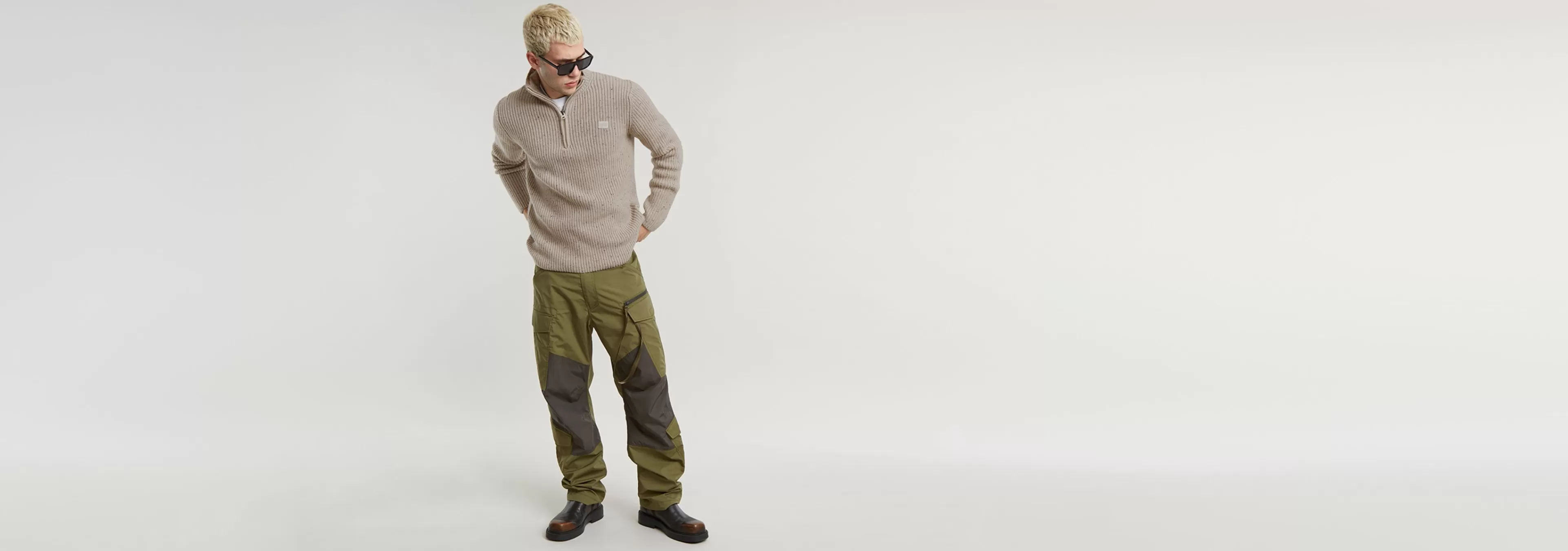 Fashion G-Star Skipper Trui Double Collar whitebait melange