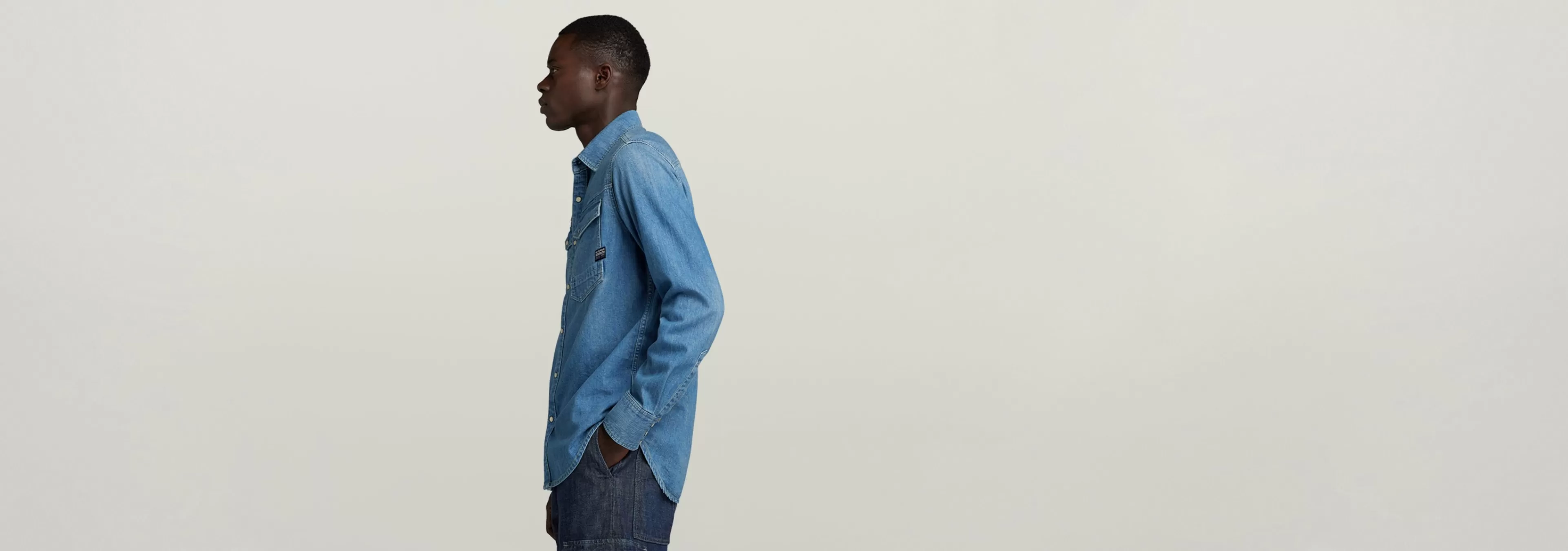 New G-Star Slim Denim Shirt faded cricket blue