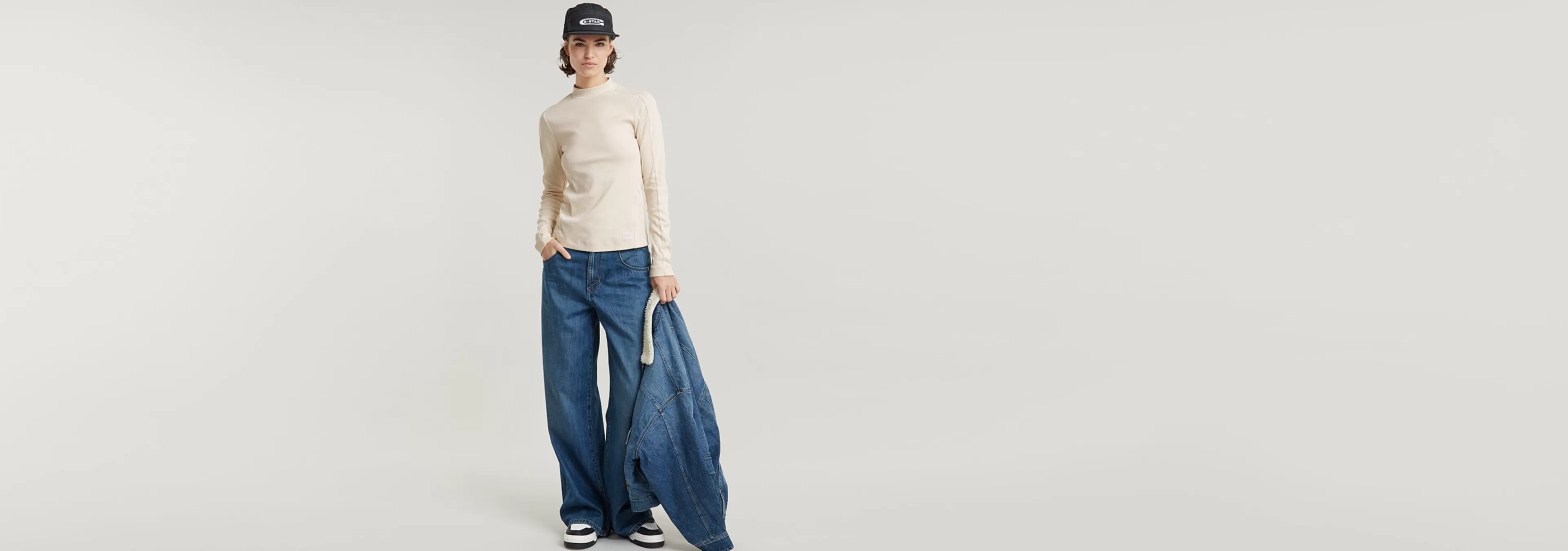 Discount G-Star Slim Rib Mock Top Chalk