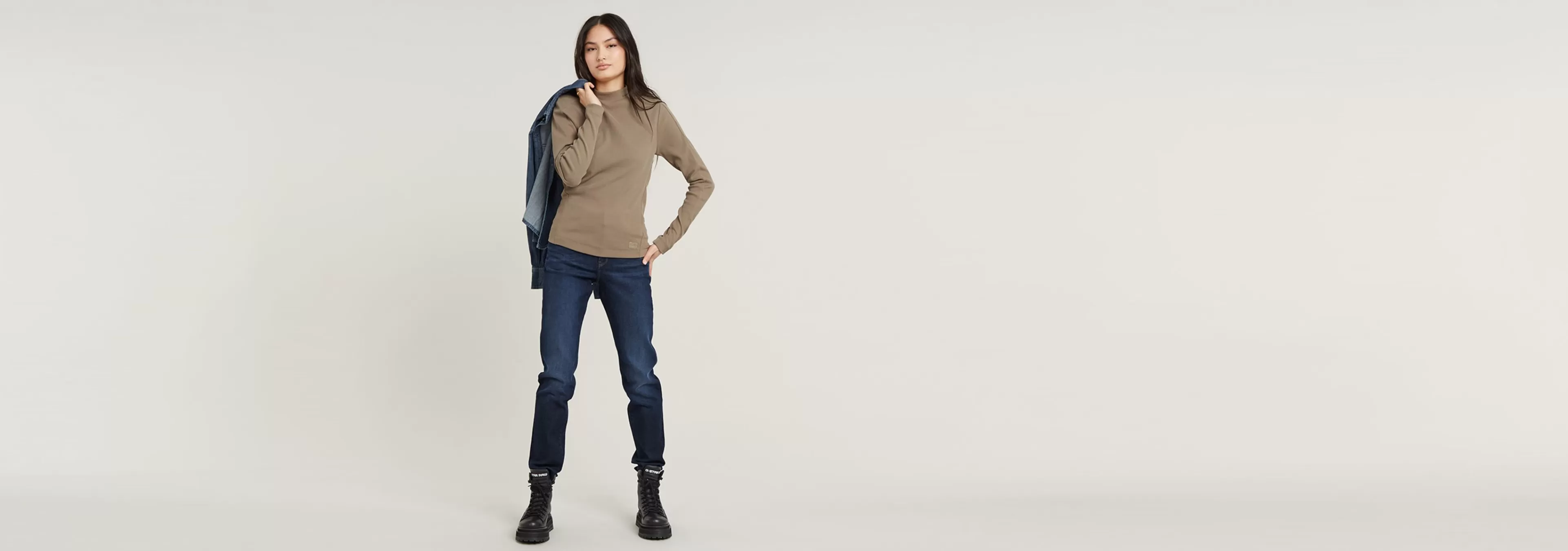 Outlet G-Star Slim Rib Mock Top brindle
