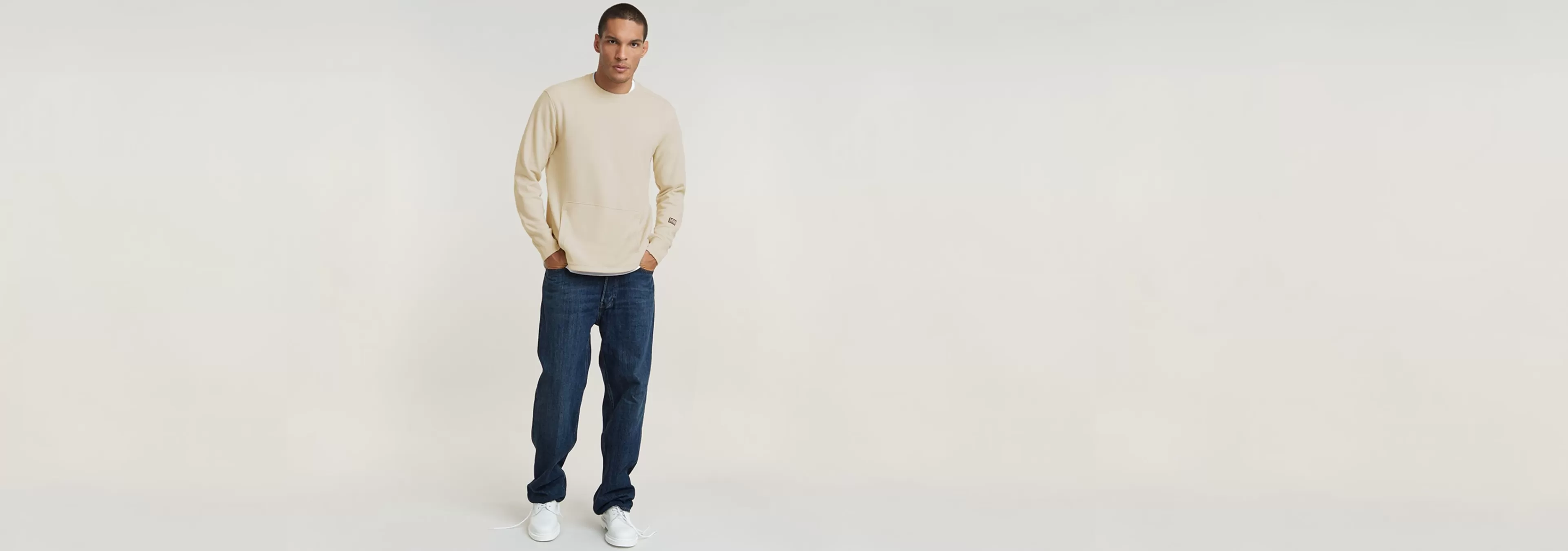 Cheap G-Star Stepped Hem Relaxed Sweater whitebait