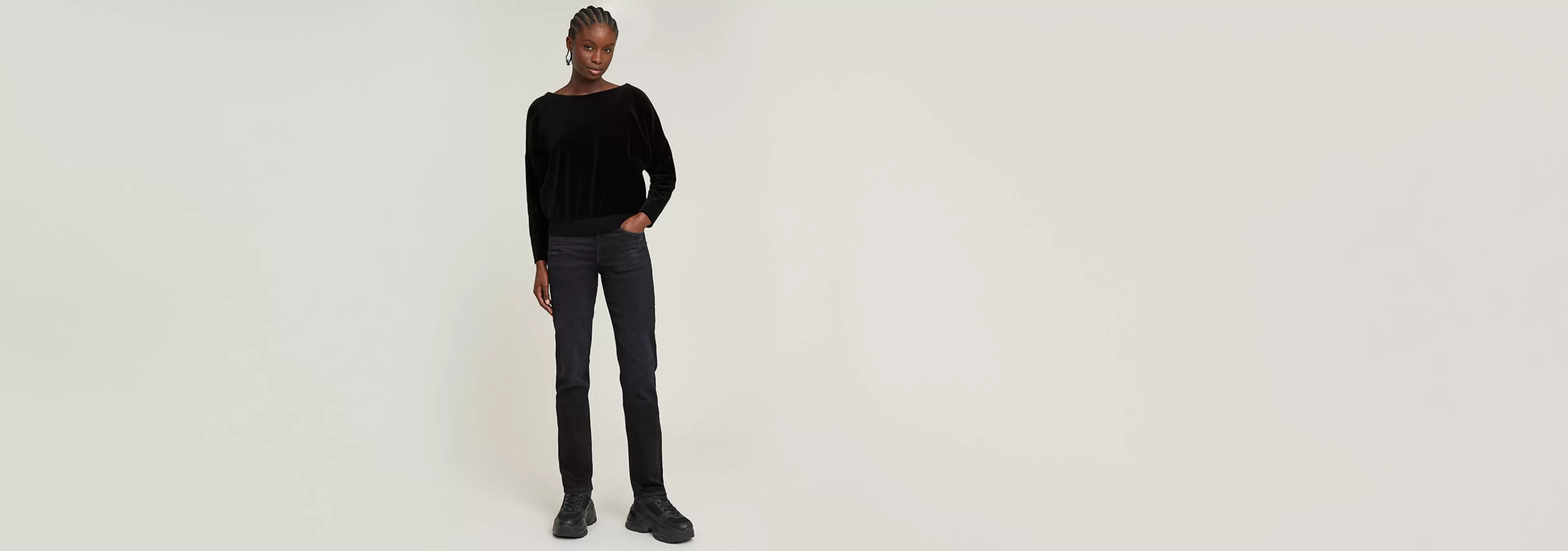 Outlet G-Star Strace Straight Jeans worn in black vortex