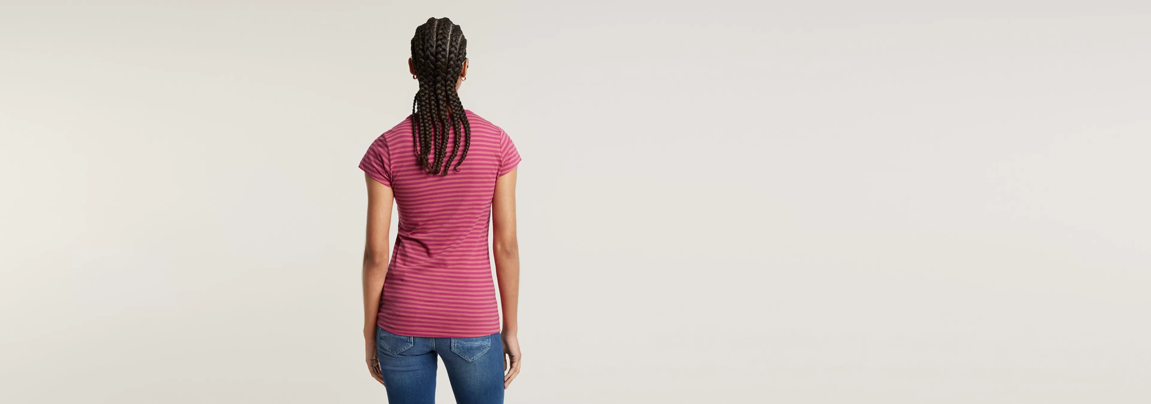 Discount G-Star Striped Slim Top fuchsia red/pink ink stripe