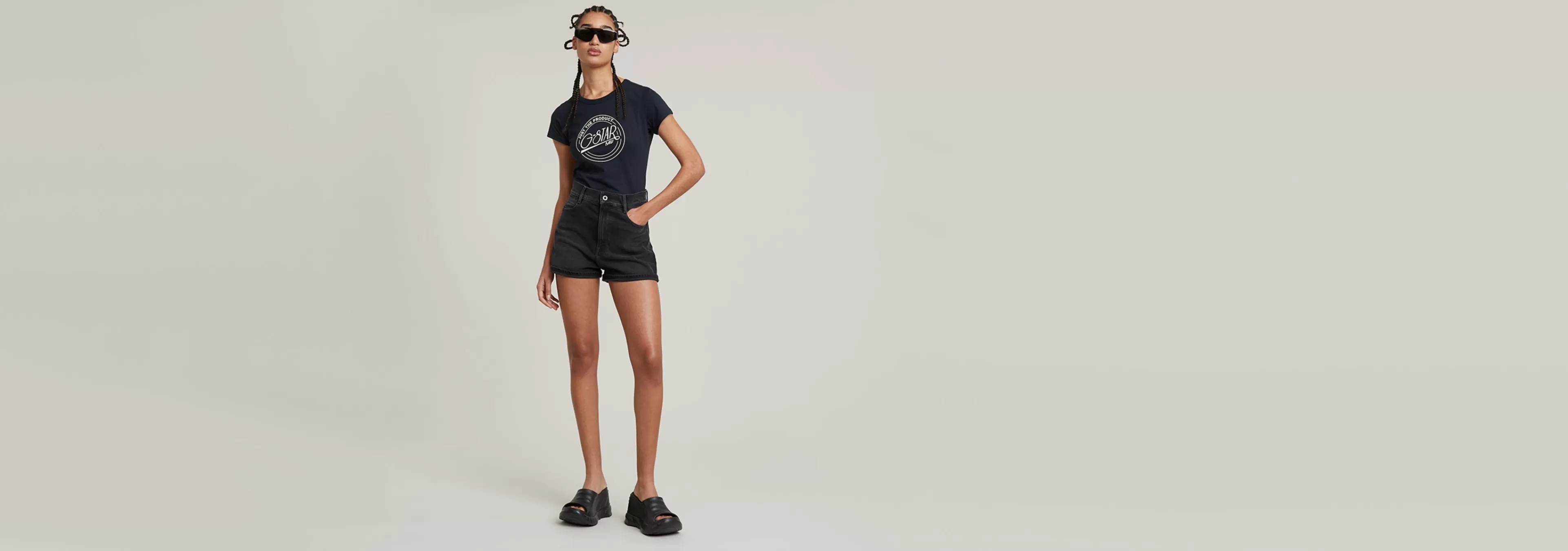 Cheap G-Star Tedie Ultra High Denim Short worn in black moon