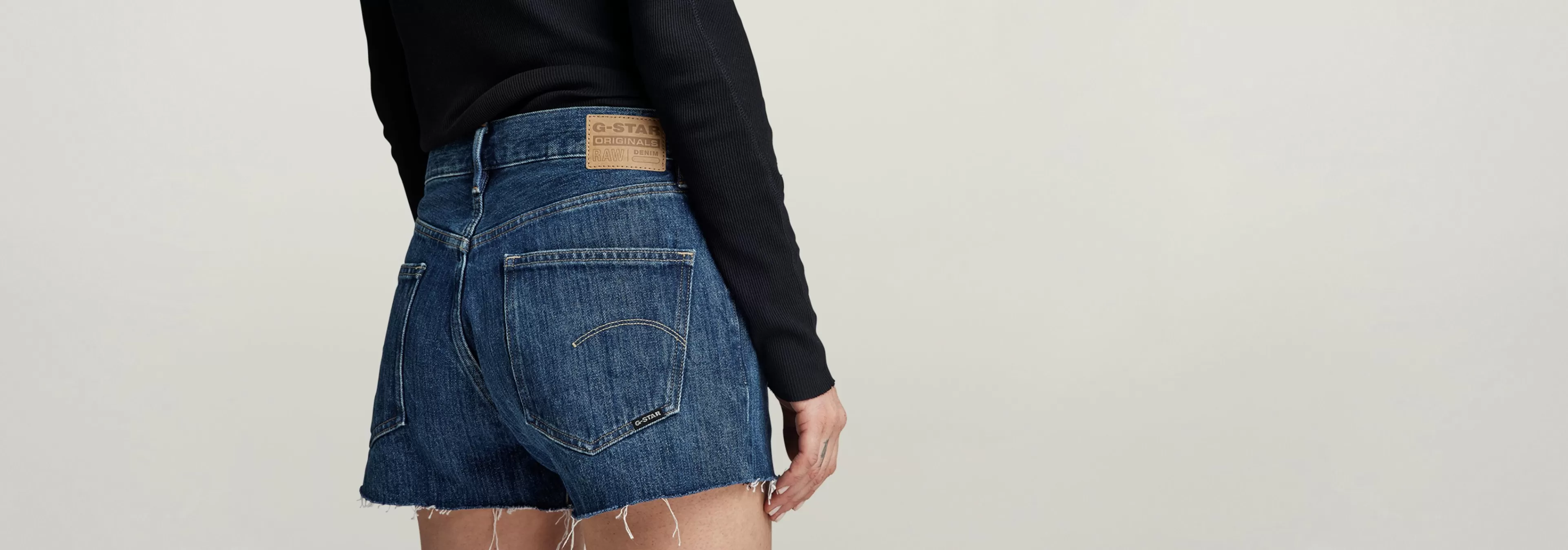 New G-Star True Denim Short Raw Edge worn in sentry blue