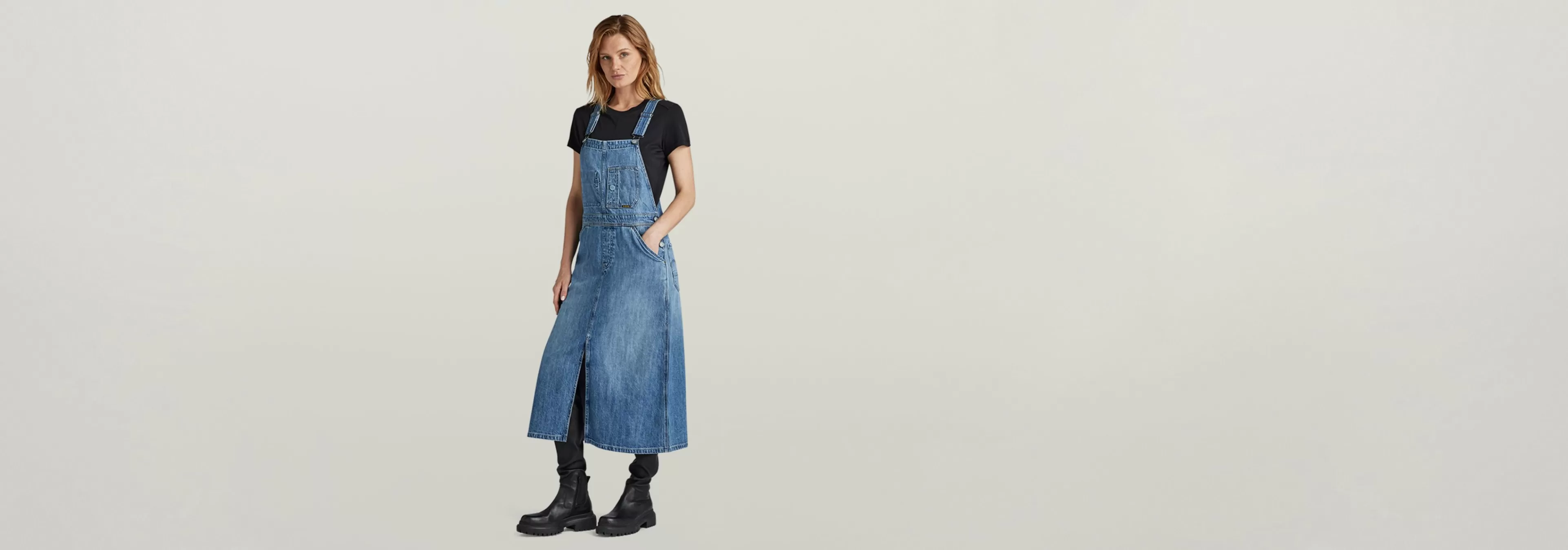 Hot G-Star Tuinbroekjurk Midi faded cliffside blue