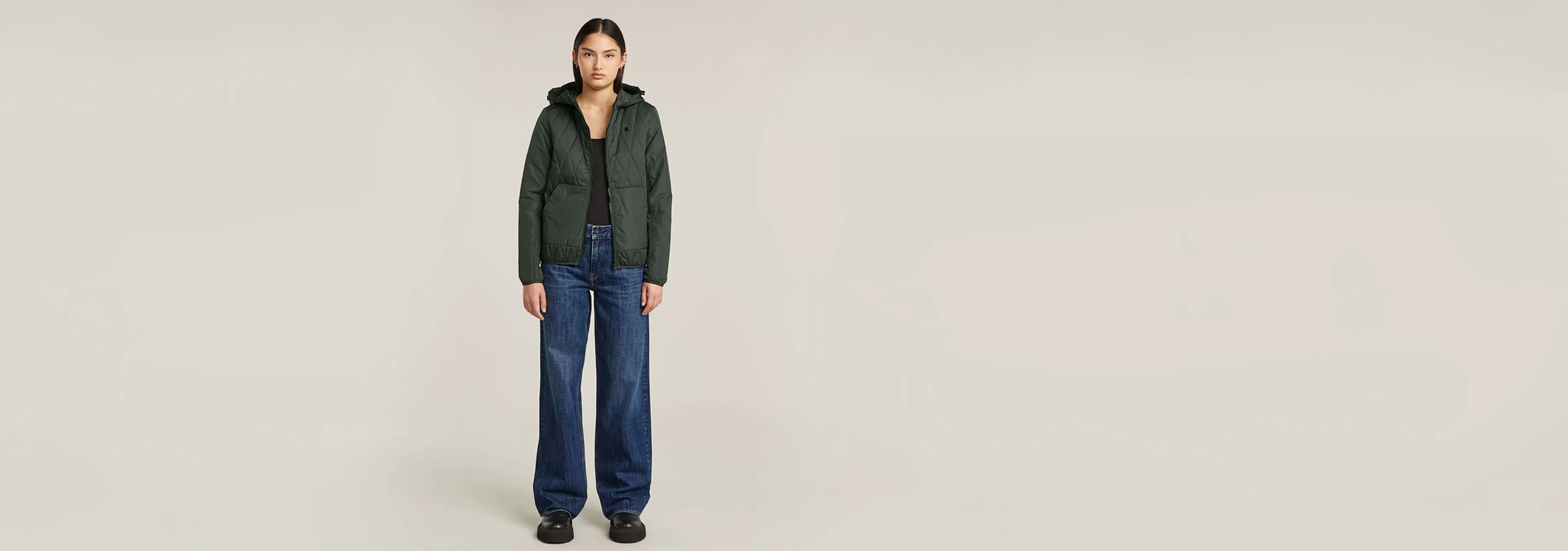 Clearance G-Star Utility Quilt Overshirt Met Capuchon asfalt