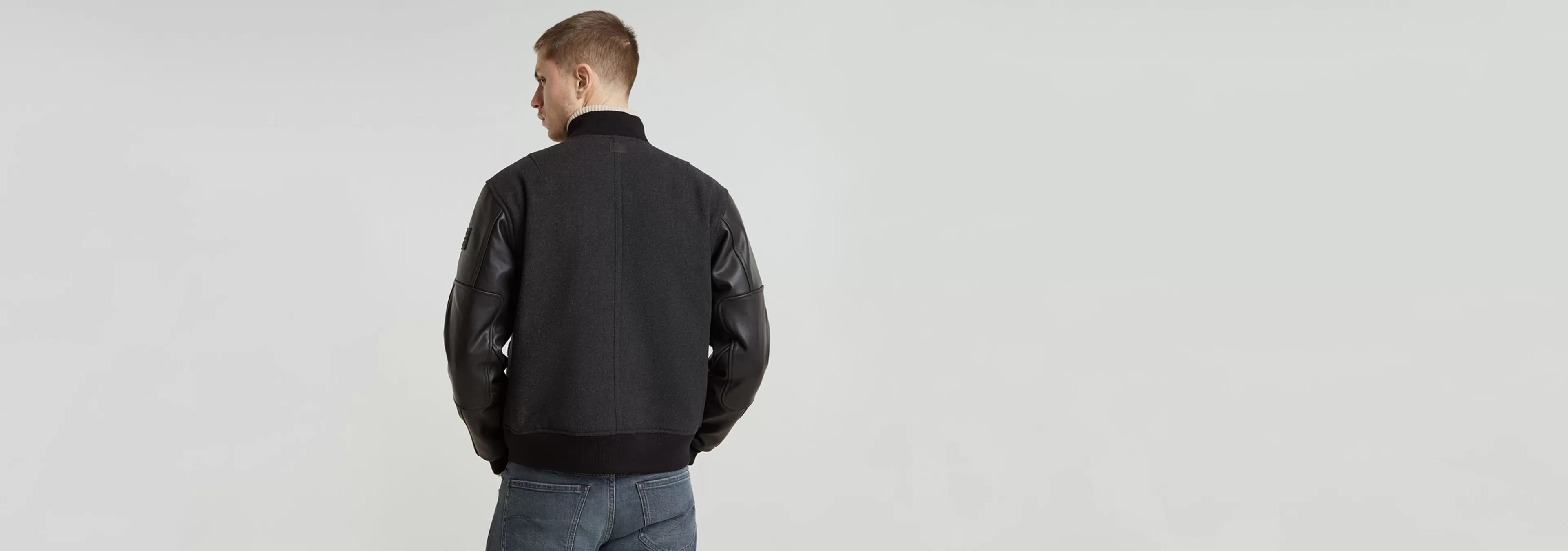 Fashion G-Star Varsity Wool Leren Jack Shadow