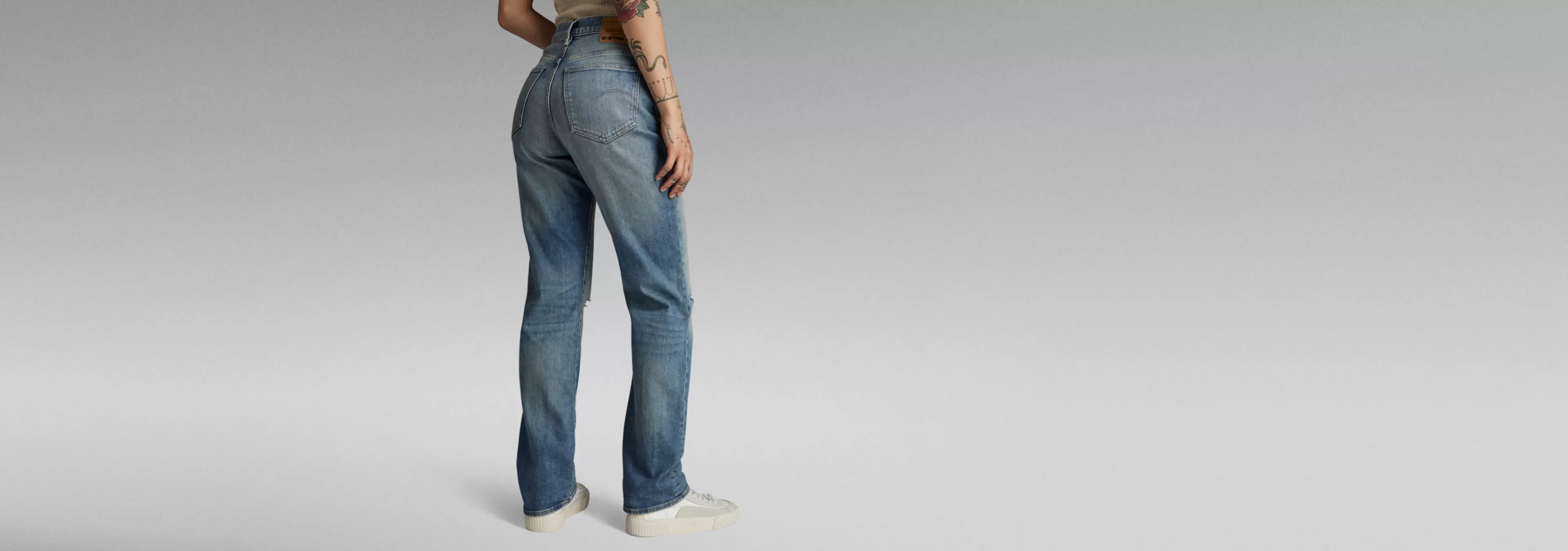 Discount G-Star Viktoria High Straight Jeans antique faded blue agave ripped