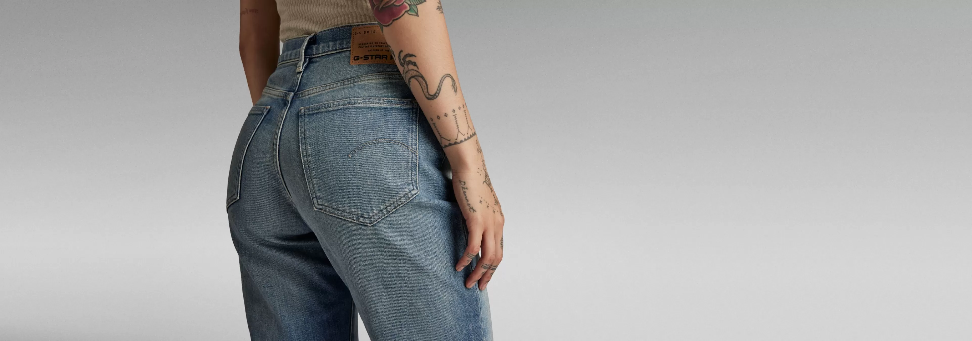 Discount G-Star Viktoria High Straight Jeans antique faded blue agave ripped