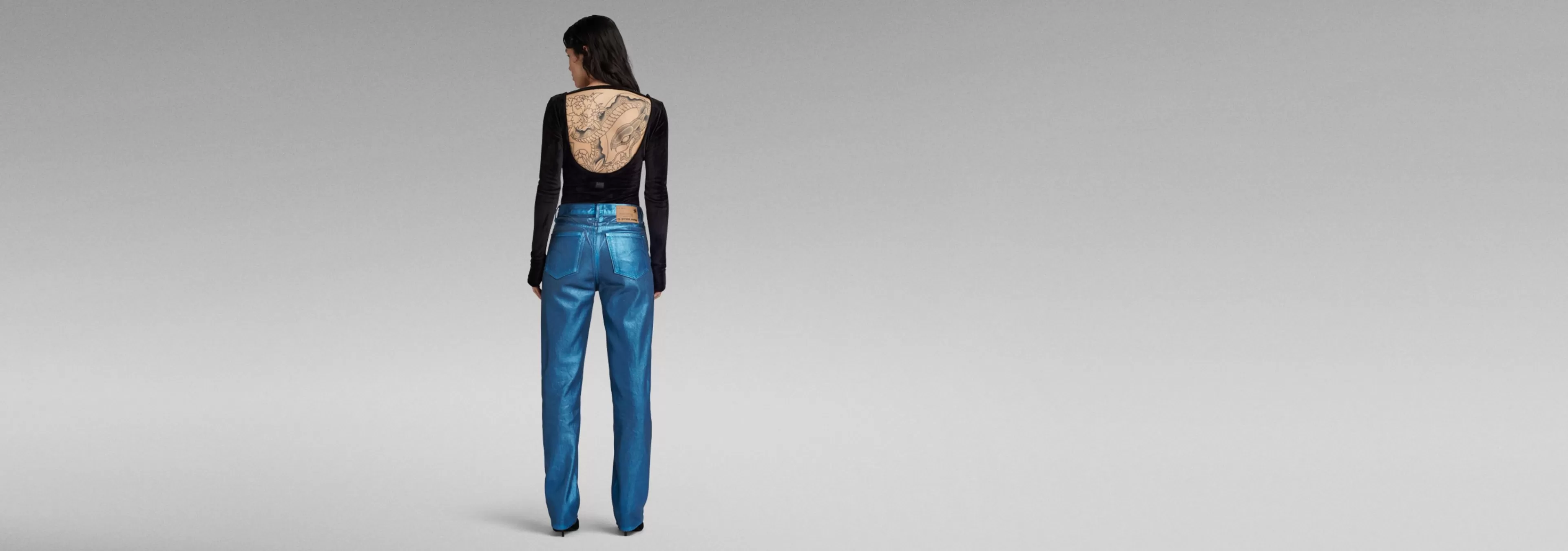 New G-Star Viktoria High Straight Jeans luna blue metal coating