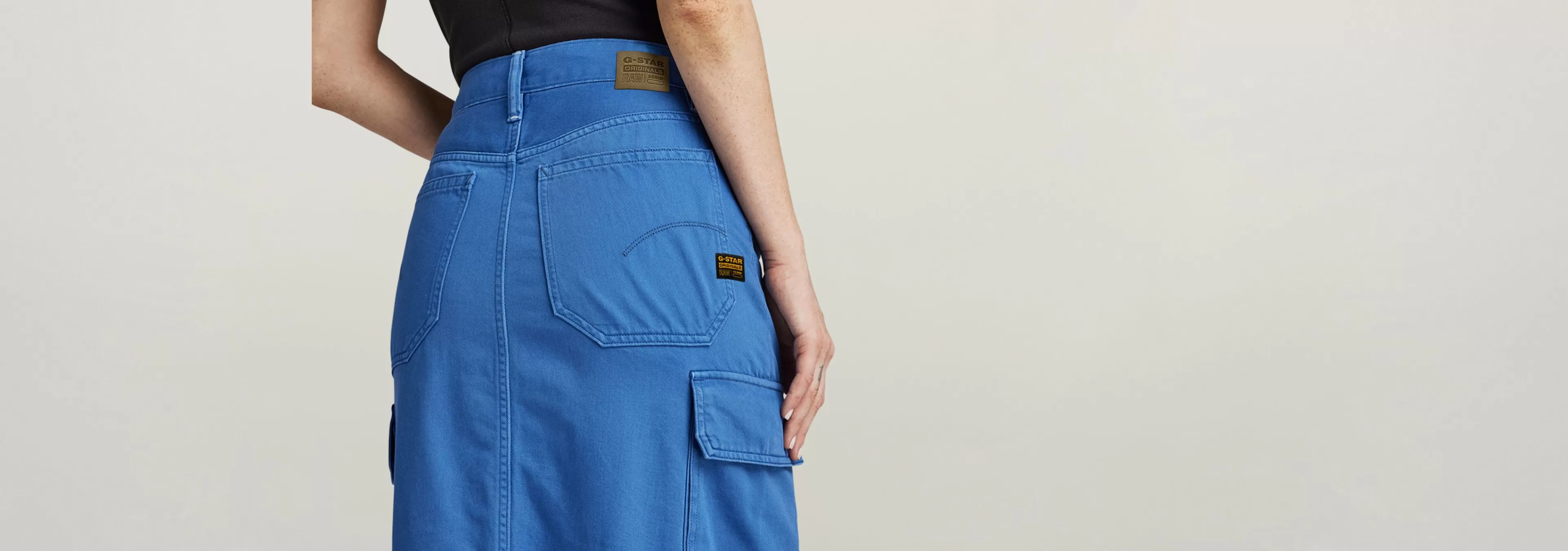 Flash Sale G-Star Viktoria Long Cargo Rok faded blue papillon gd
