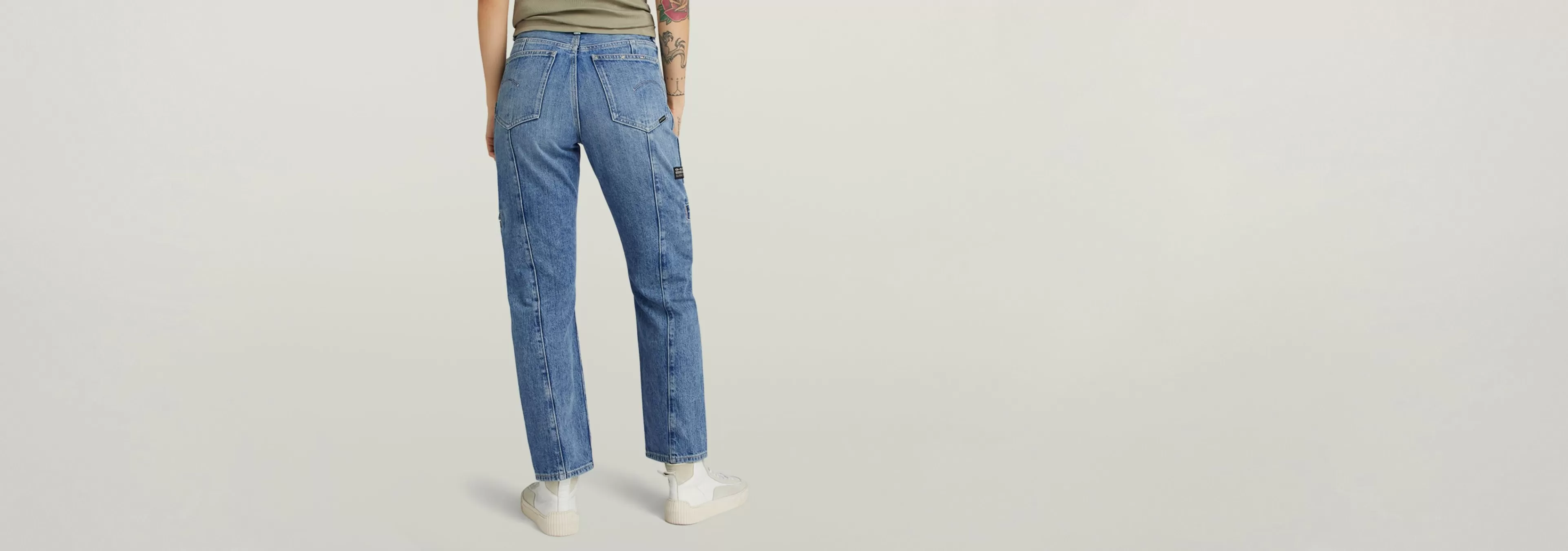 Sale G-Star Viktoria Utility High Straight Jeans faded denali blue destroyed